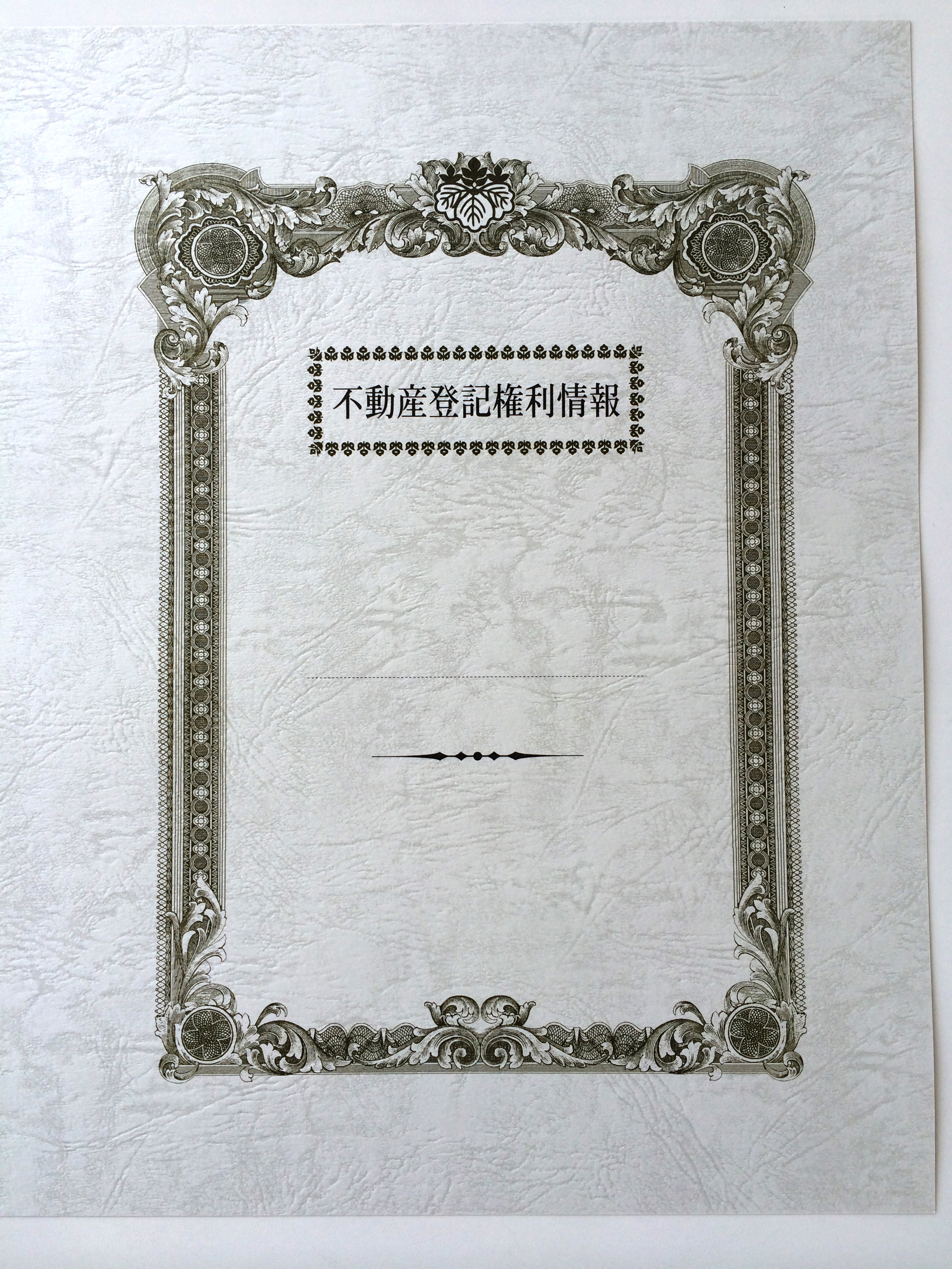 不動産登記権利情報表紙（特大）